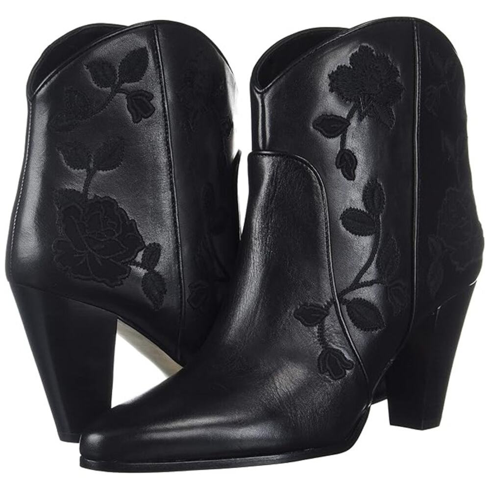 B51‎ Kate Spade Dalton Ankle Leather 9 Boots Western  Block Embroidered Floral